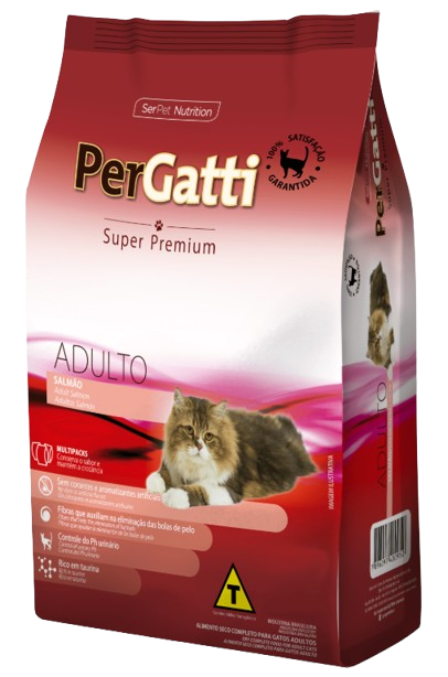 Ração PerGatti Super Premium para gatos sabor salmão